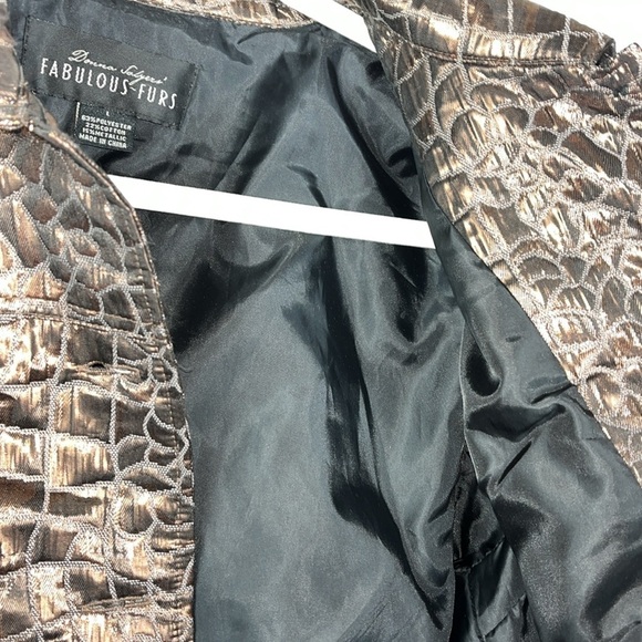 Donna Salyer's Fabulous Furs metallic croc textured light jacket Sz L - Picture 8 of 10